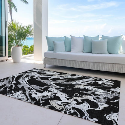 LOOMLAN Rugs Lani Black Washable Indoor-Outdoor Rug