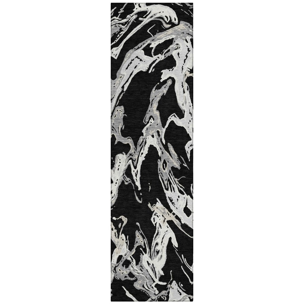 LOOMLAN Rugs Lani Black Washable Indoor-Outdoor Rug