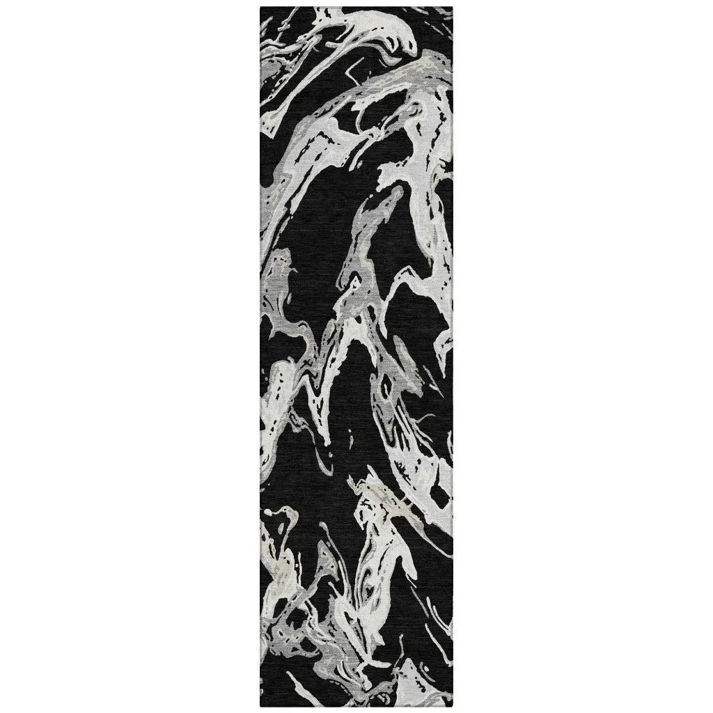 LOOMLAN Rugs Lani Black Washable Indoor-Outdoor Rug
