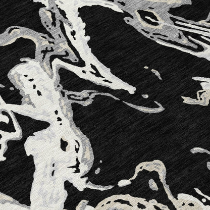 LOOMLAN Rugs Lani Black Washable Indoor-Outdoor Rug