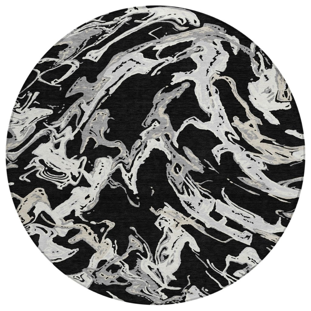 LOOMLAN Rugs Lani Black Washable Indoor-Outdoor Rug