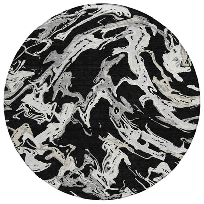 LOOMLAN Rugs Lani Black Washable Indoor-Outdoor Rug