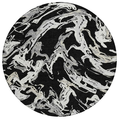 LOOMLAN Rugs Lani Black Washable Indoor-Outdoor Rug