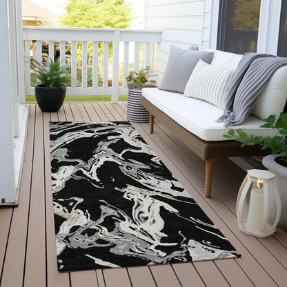LOOMLAN Rugs Lani Black Washable Indoor-Outdoor Rug