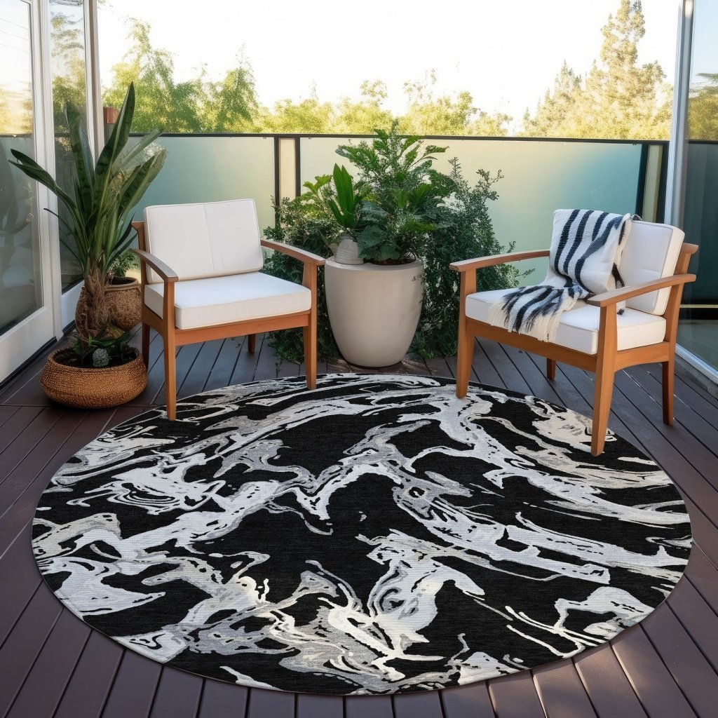 LOOMLAN Rugs Lani Black Washable Indoor-Outdoor Rug