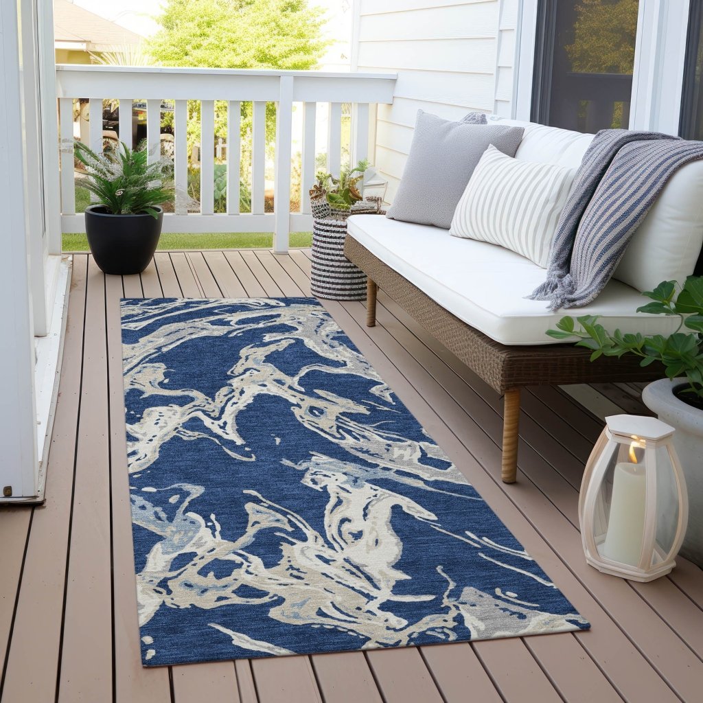 LOOMLAN Rugs Lani Blue Washable Indoor-Outdoor Rug