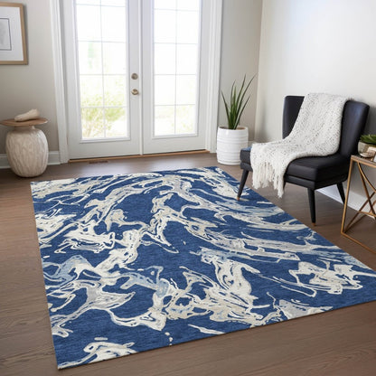 LOOMLAN Rugs Lani Blue Washable Indoor-Outdoor Rug