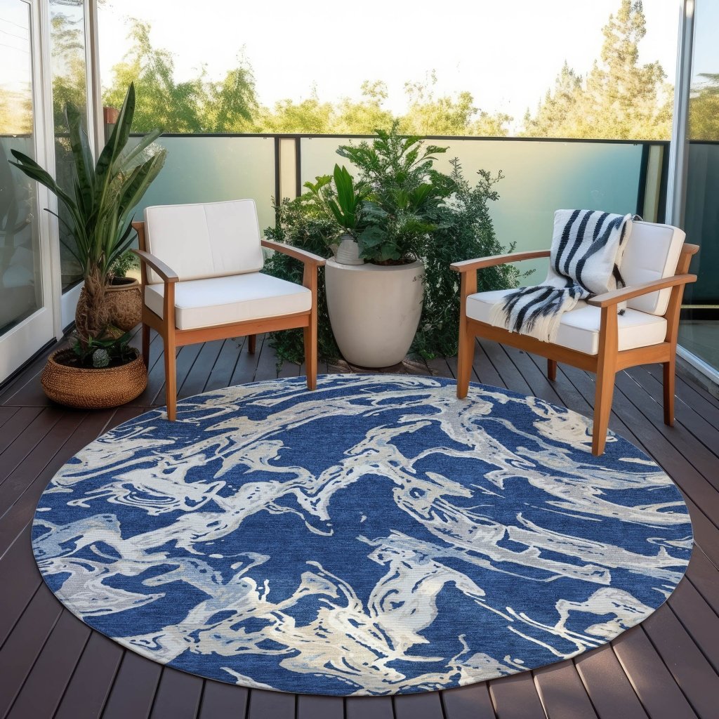 LOOMLAN Rugs Lani Blue Washable Indoor-Outdoor Rug