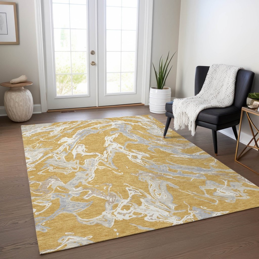 LOOMLAN Rugs Lani Gold Washable Indoor-Outdoor Rug