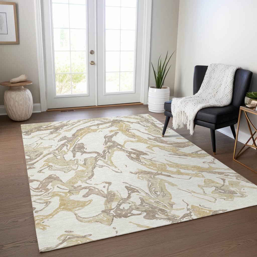 LOOMLAN Rugs Lani Ivory Washable Indoor-Outdoor Rug