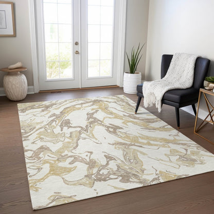 LOOMLAN Rugs Lani Ivory Washable Indoor-Outdoor Rug