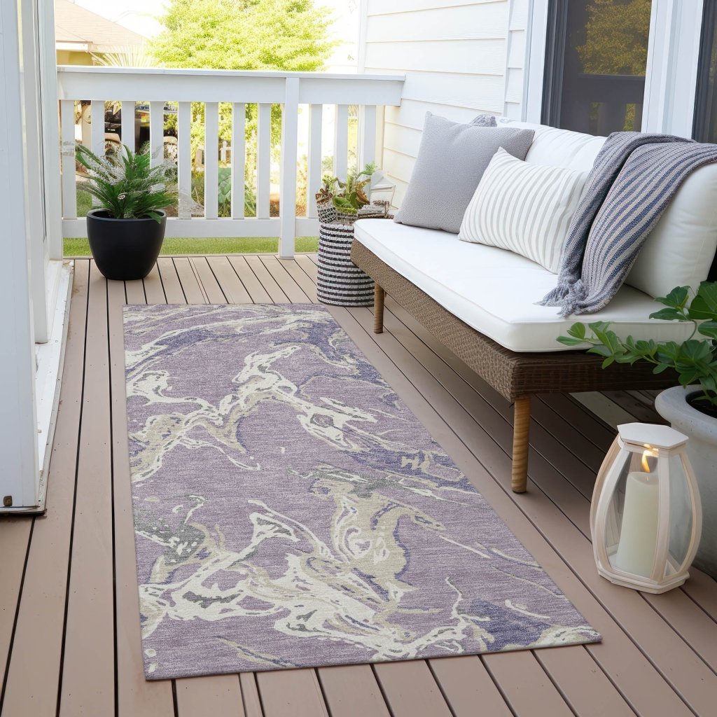 LOOMLAN Rugs Lani Purple Washable Indoor-Outdoor Rug