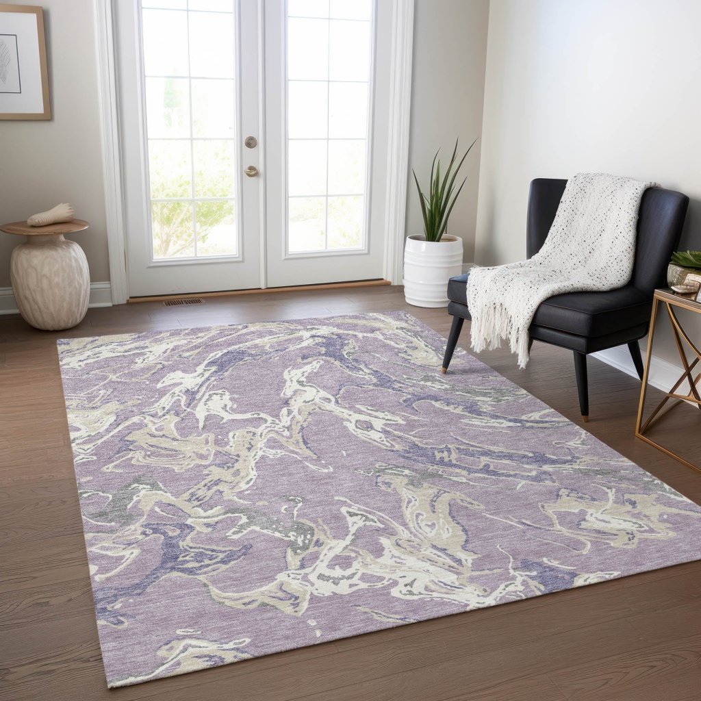 LOOMLAN Rugs Lani Purple Washable Indoor-Outdoor Rug