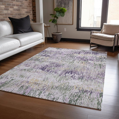 LOOMLAN Rugs Laurisse Purple Washable Indoor-Outdoor Rug