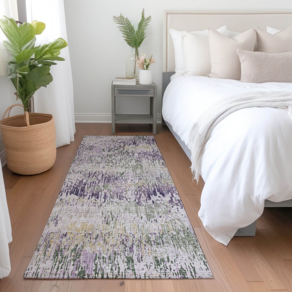 LOOMLAN Rugs Laurisse Purple Washable Indoor-Outdoor Rug