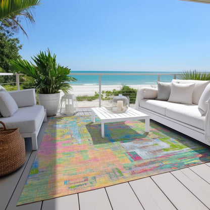 LOOMLAN Rugs Lavara Pink Washable Indoor-Outdoor Rug