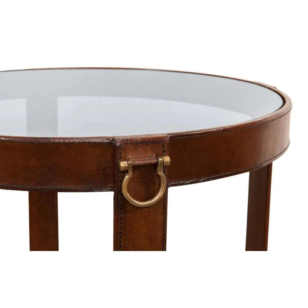 Sarreid Leather Round Harness Table
