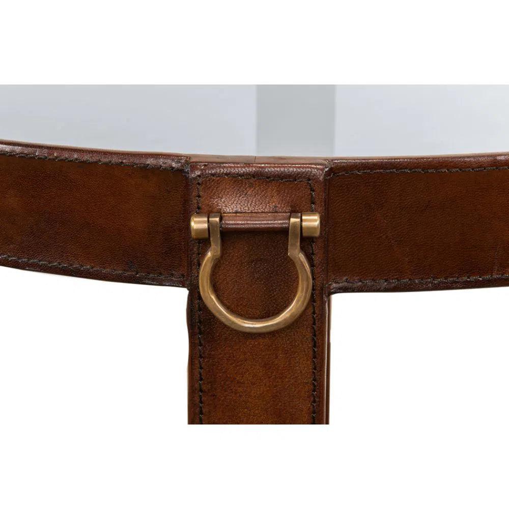 Sarreid Leather Round Harness Table