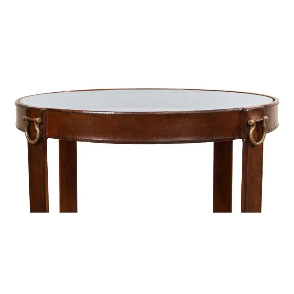 Sarreid Leather Round Harness Table