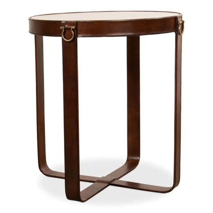 Sarreid Leather Round Harness Table