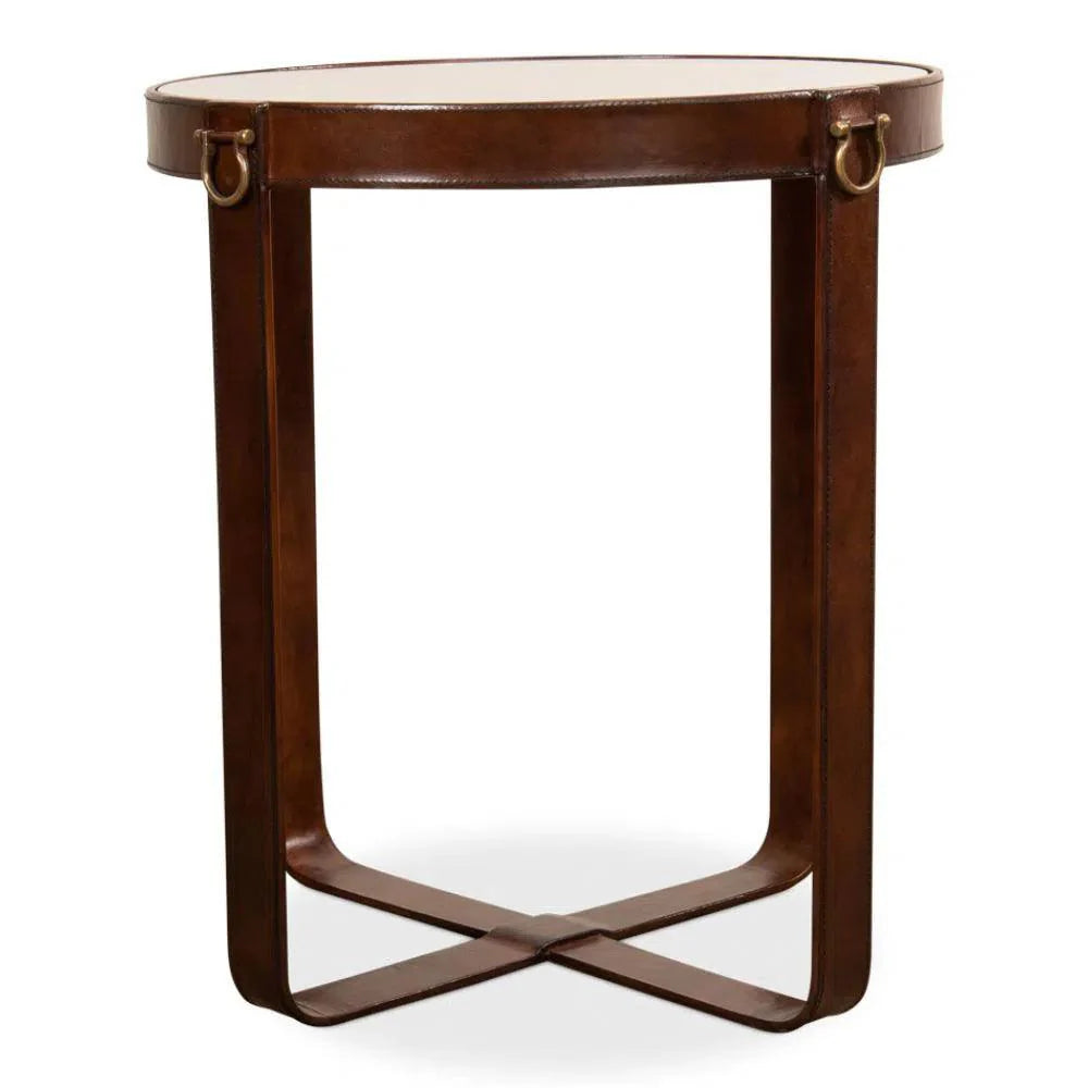Sarreid Leather Round Harness Table