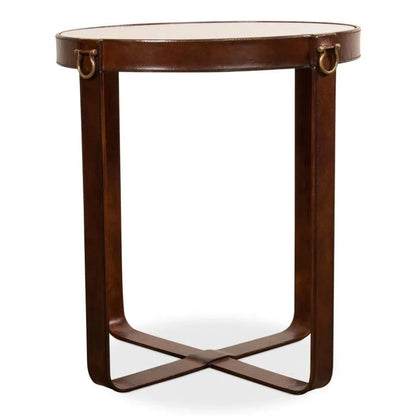 Sarreid Leather Round Harness Table