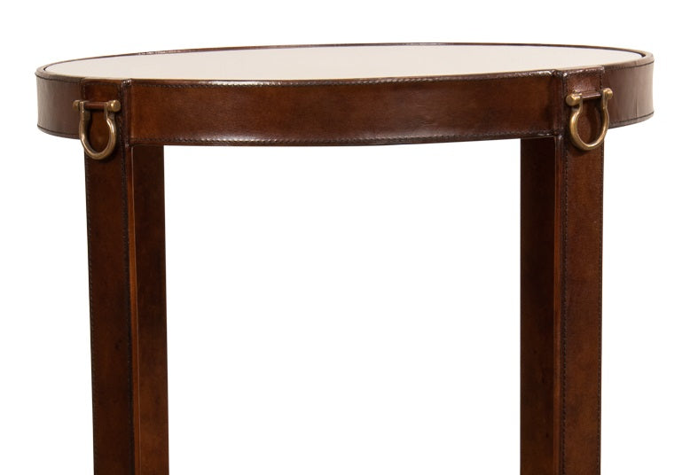 Sarreid Leather Round Harness Table