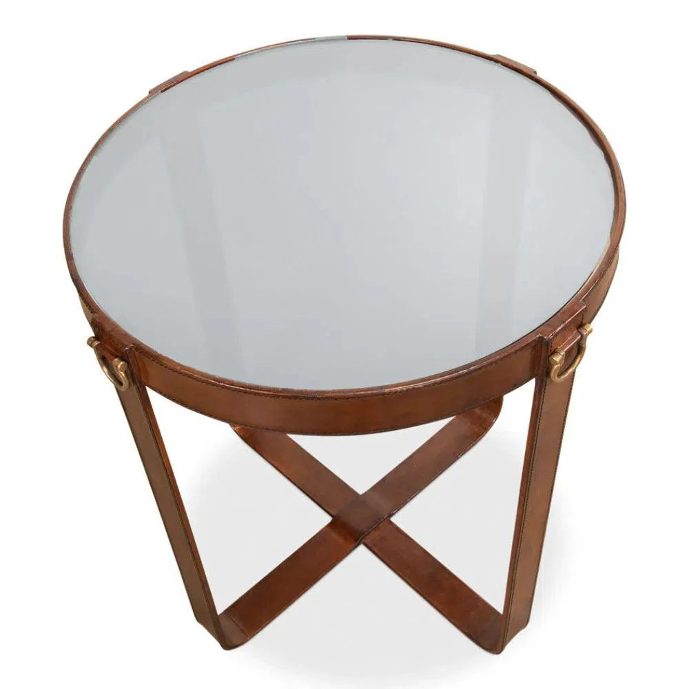 Sarreid Leather Round Harness Table
