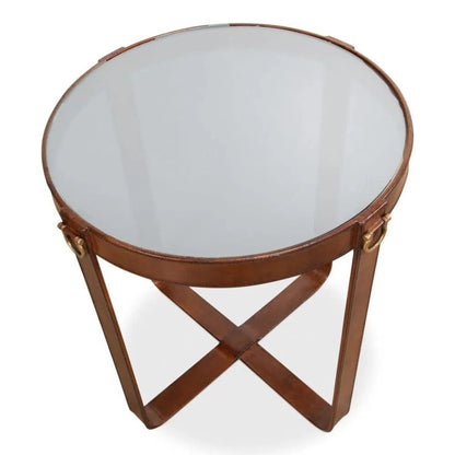 Sarreid Leather Round Harness Table