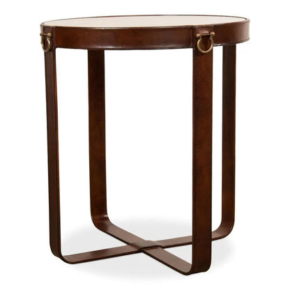 Sarreid Leather Round Harness Table