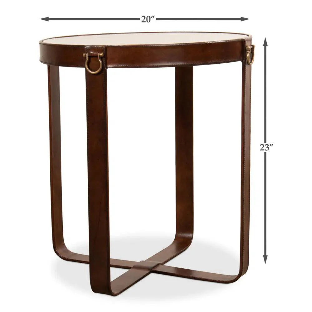 Sarreid Leather Round Harness Table