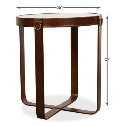 Sarreid Leather Round Harness Table