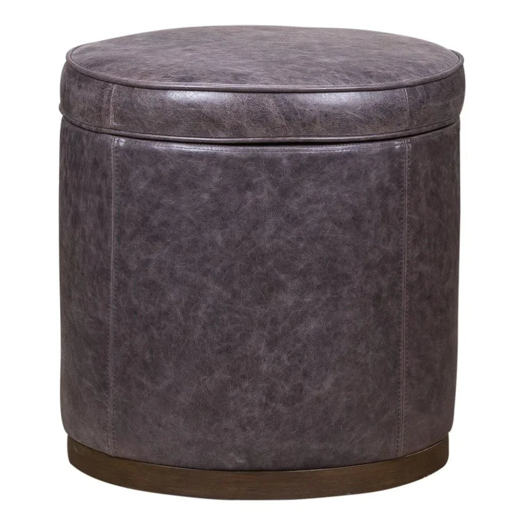 Leg Up Leather With Storage Swivel Ottoman