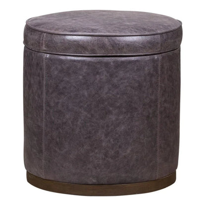 Leg Up Leather With Storage Swivel Ottoman