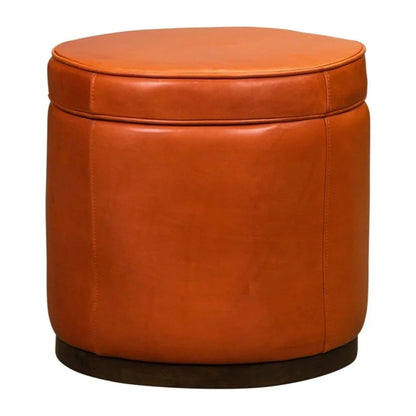 Leg Up Leather With Storage Swivel Ottoman