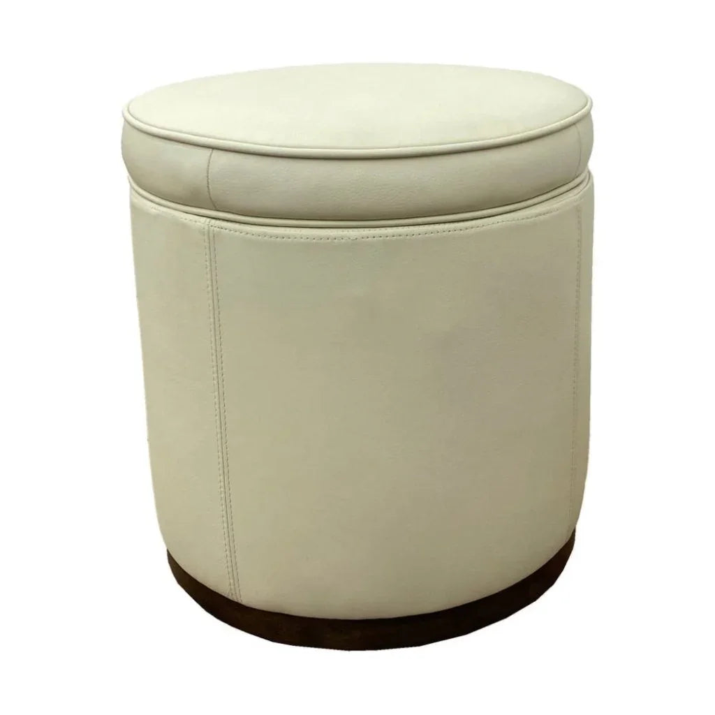 Leg Up Leather With Storage Swivel Ottoman