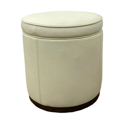 Leg Up Leather With Storage Swivel Ottoman