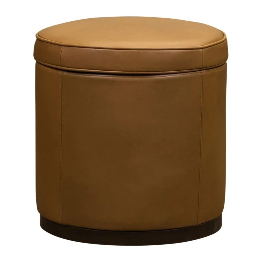 Leg Up Leather With Storage Swivel Ottoman