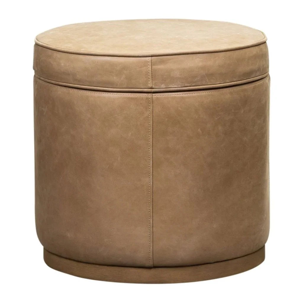 Leg Up Leather With Storage Swivel Ottoman