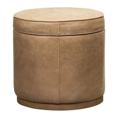 Leg Up Leather With Storage Swivel Ottoman