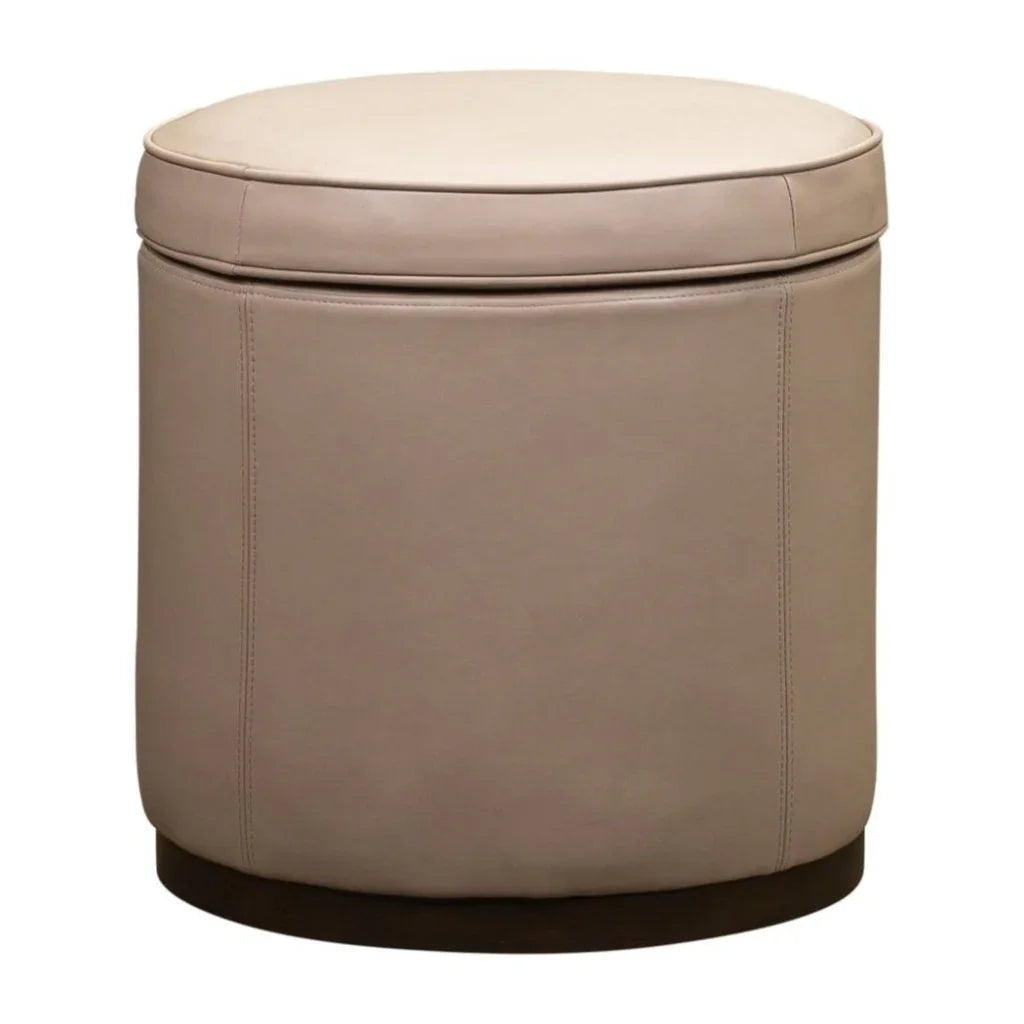 Leg Up Leather With Storage Swivel Ottoman