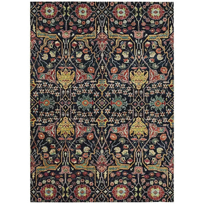 LOOMLAN Rugs Leon Black Washable Indoor-Outdoor Rug