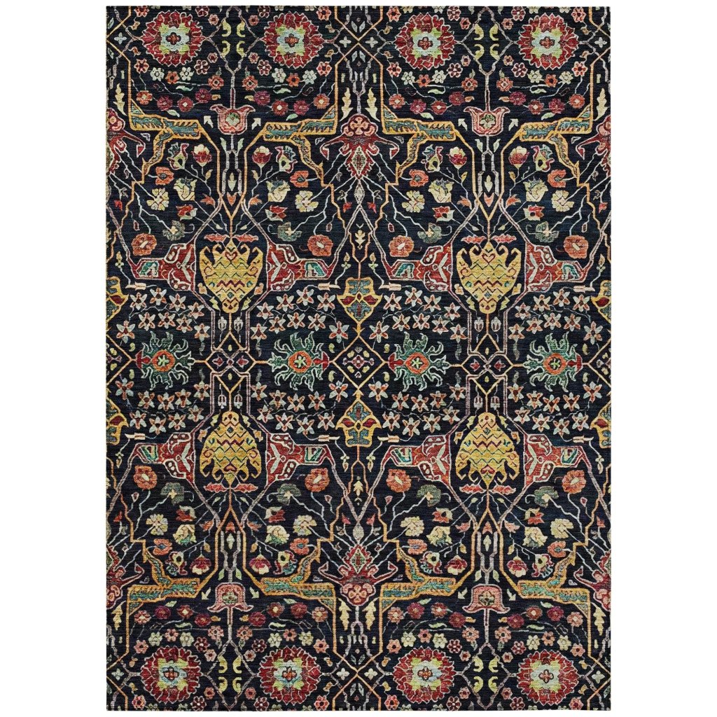 LOOMLAN Rugs Leon Black Washable Indoor-Outdoor Rug