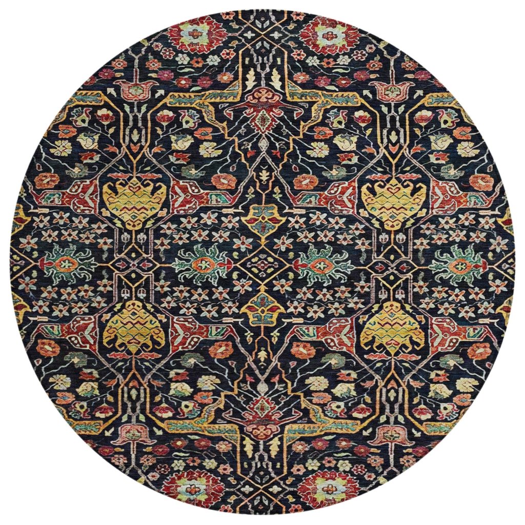 LOOMLAN Rugs Leon Black Washable Indoor-Outdoor Rug