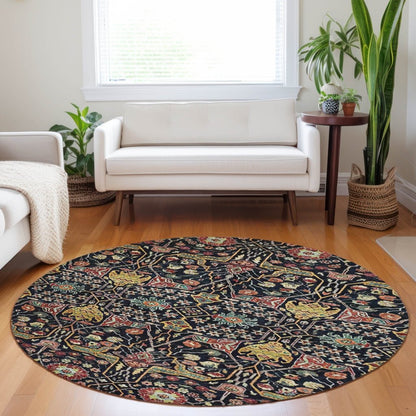 LOOMLAN Rugs Leon Black Washable Indoor-Outdoor Rug
