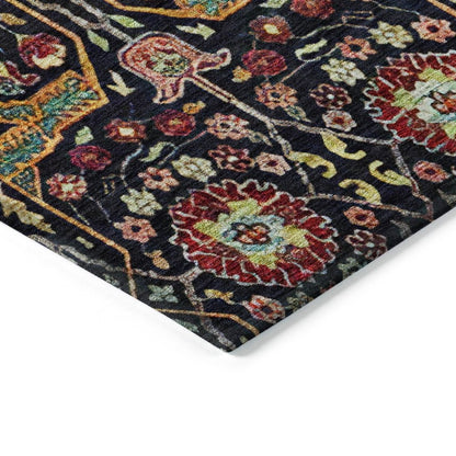 LOOMLAN Rugs Leon Black Washable Indoor-Outdoor Rug