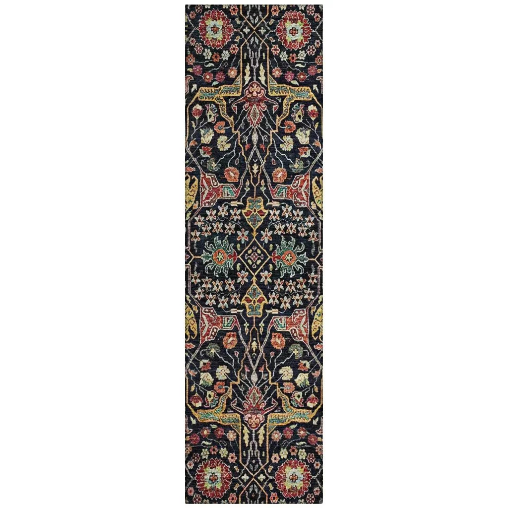 LOOMLAN Rugs Leon Black Washable Indoor-Outdoor Rug