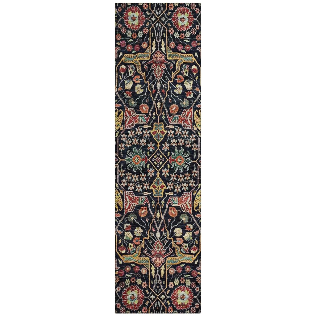 LOOMLAN Rugs Leon Black Washable Indoor-Outdoor Rug