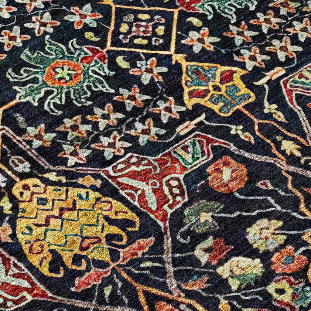 LOOMLAN Rugs Leon Black Washable Indoor-Outdoor Rug