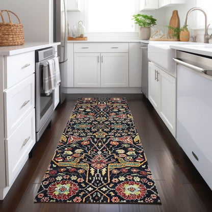 LOOMLAN Rugs Leon Black Washable Indoor-Outdoor Rug